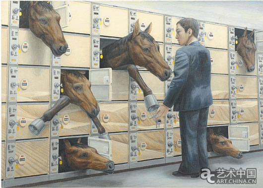 石田徹也作品「wild」。日本，台灣藝術市場掀起日韓風潮，去年受金融海嘯衝擊。