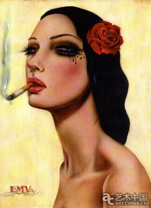 神秘性感的女性，夸张感性的眼睛，她们嘴角的香烟，成为他作品的商标。他的艺术是独特的混合体，是不同的视觉艺术概念——超现实主义，角色扮演和一些非常沉重的痛苦的幻想。Brian M.Viveros把这些成为爱的艺术。