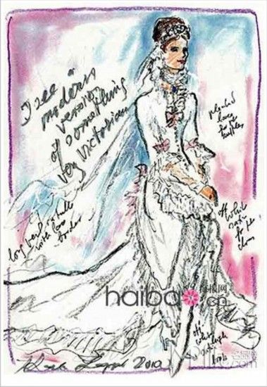 Karl Lagerfeld for 英国准王妃Kate Middleton婚纱设计手稿