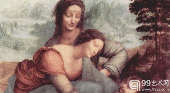 1510达芬奇作品《圣母子与圣安娜》细节图，1510年
