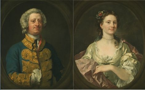 《威廉和伊麗莎白•詹姆斯夫婦肖像畫》----- 威廉·賀加斯William Hogarth，1744年，帆布油畫 美國馬薩諸塞州伍斯特藝術博物館藏品