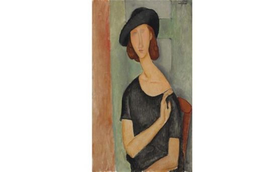 莫蒂裏安尼的《楊妮·艾布登》，一幅作于1919年的他的情人的畫像，估價為1600萬至2200萬英鎊。