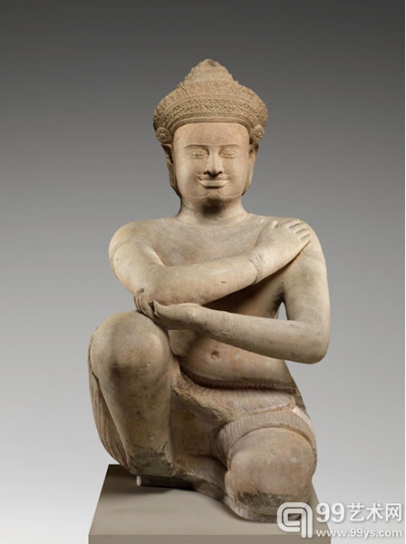 “跪拜的侍從”（Kneeling Attendant），創作時間大約為10世紀，大都會博物館的入藏號為1987.410和1992.390.1