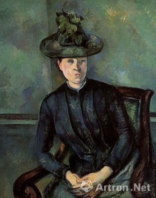 《戴绿帽子的塞尚夫人》（1894-1895）