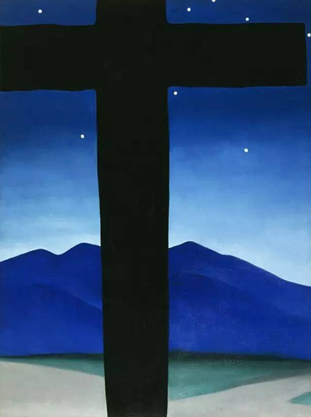 black cross with stars and blue,乔治亚·奥基弗作品,布面油画,1076