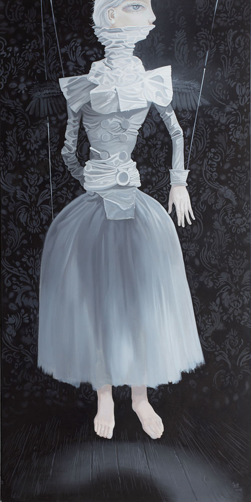 熊宇作品《暗夜前的女子》布上油畫-200×100cm（2009）