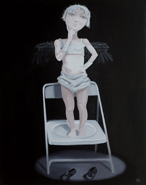 熊宇作品《想飞的翅膀》布面油画-100×80cm（2009）