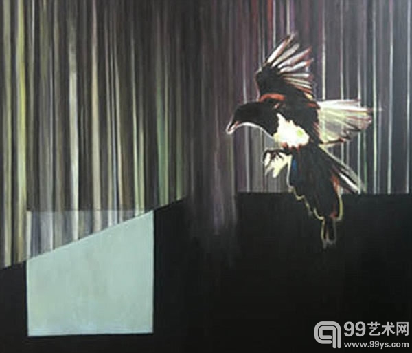 馬克思·麥克勞克林稱赫斯特抄襲他創意的2008年喜鵲主題畫作