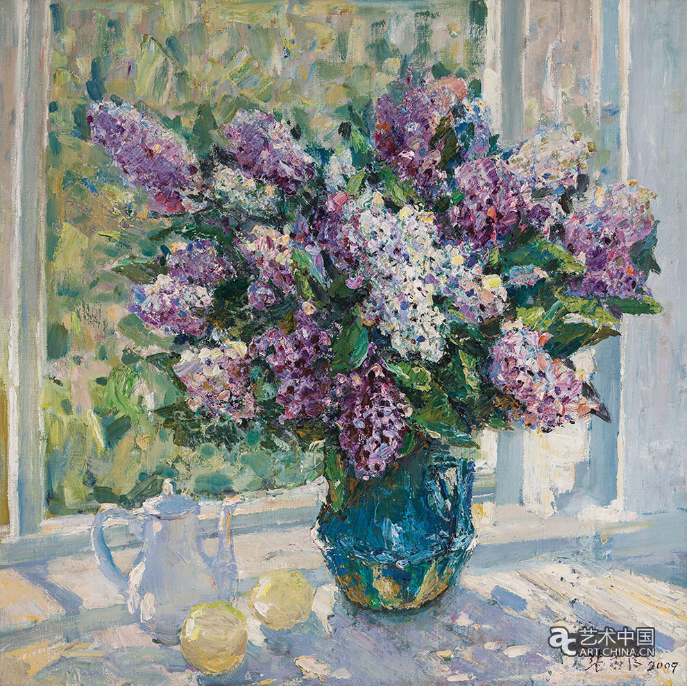 张华清 窗前的丁香花 90x90cm 2009