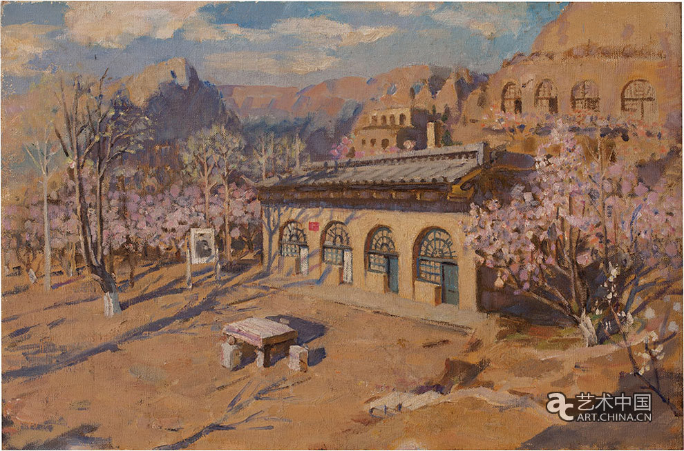 张华清　枣园-毛泽东旧居　布面油画 55x85cm 1977