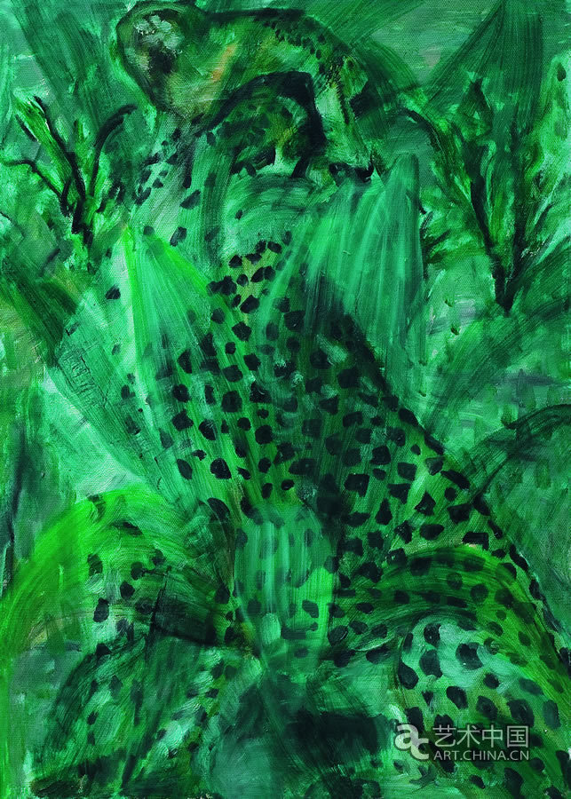 肖娟，美人豹之一70×50cm2010布面油畫