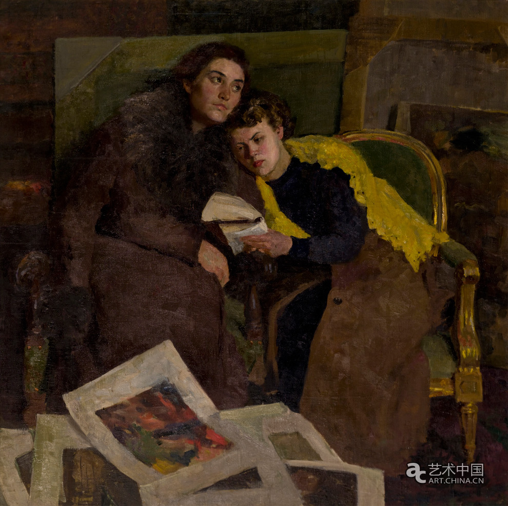 《两姐妹》-罗工柳-1958年-油画-100x110cm-宁