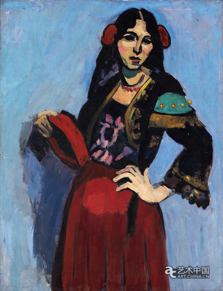 临马蒂斯《拿帽女人》-冯真-1962年--油画-88×