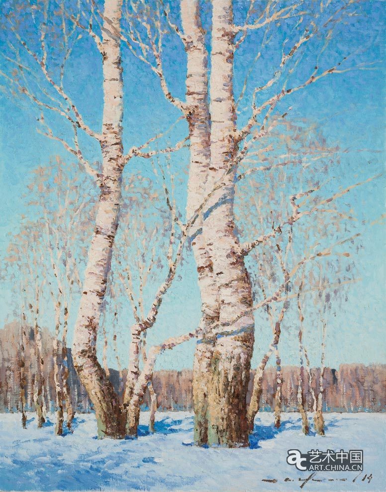 《冬天的白桦树》格里申·亚历山大-布面油画-74x58cm-2014