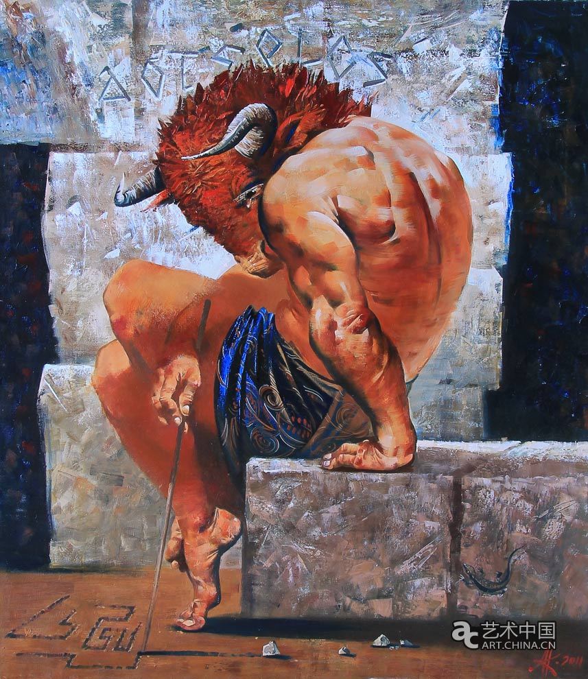 《孤独.阿斯捷里-建筑师》克里沃诺斯·亚历山大-布面油画-141x131cm-2011