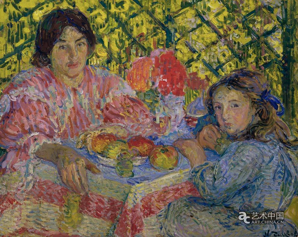 塔尔霍夫-《早餐时间》-布面油画-73.5×92.3cm-1906年