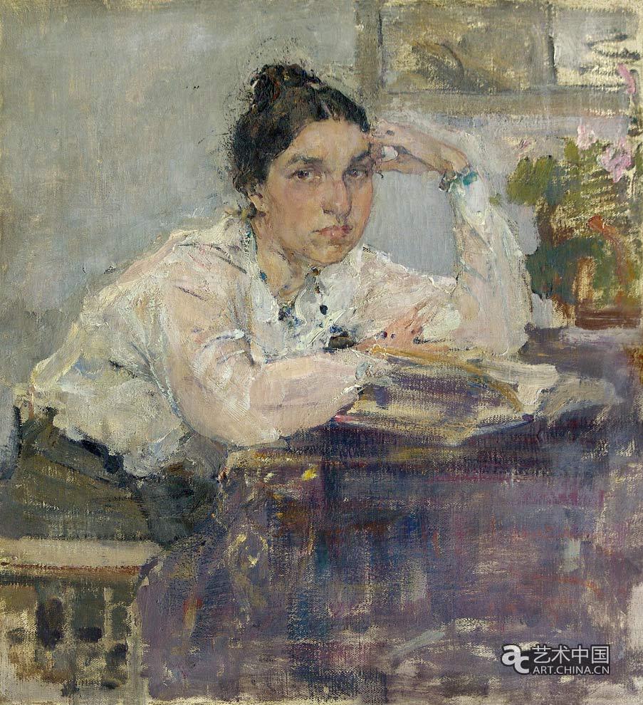 《萨波日尼科娃肖像》-55×51cm-布面油画-1915年