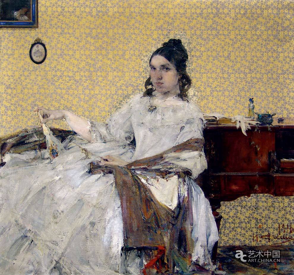 《萨波日尼科娃肖像》-121×131cm-布面油画-1916年