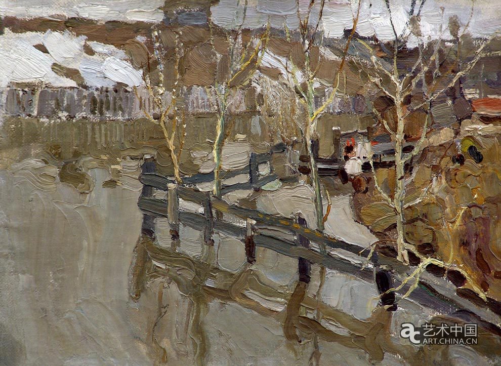 《有篱笆的冬天》-22.5×29.5cm-布面油画-1910年