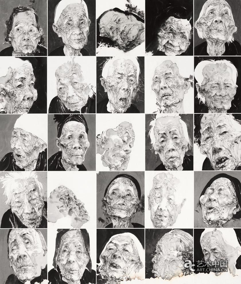 姜永安（江苏）伤逝的肖像·中国“慰安妇”写真／中国画／210cm×180cm