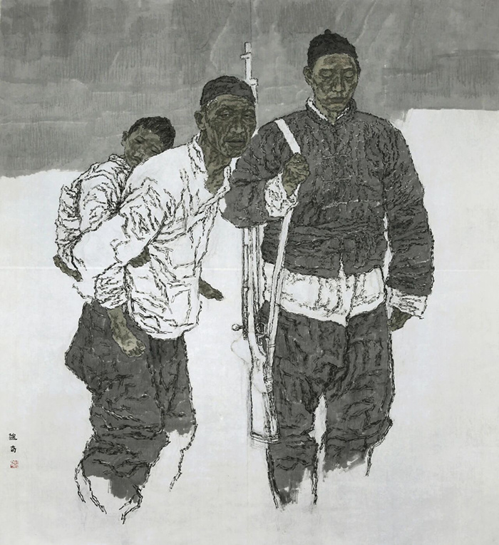 “烽火史诗——赵奇抗战题材绘画展”在合肥亚明艺术馆开幕
