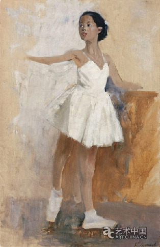 中国年轻的女芭蕾舞演员 布面油画 90cm×59cm 1956