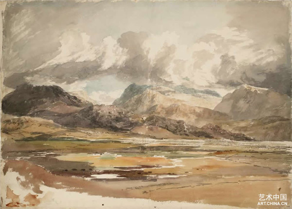 特雷斯山峰及威尔士的马特峰和茅威山峰 水彩 1799年