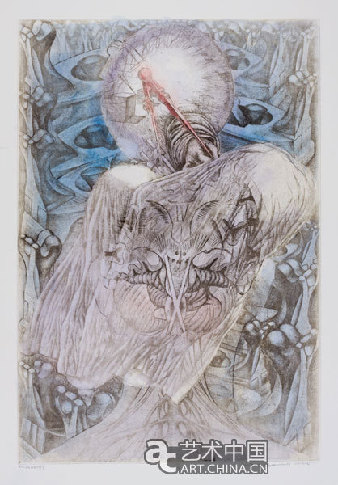 《創造》冉多茨 吉瑞瑪 嘎博1996紙面 燭刻 透明水彩畫 640×435mm