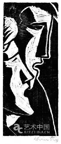 歌者、維爾納•貝格、1950、木刻、46x19cm