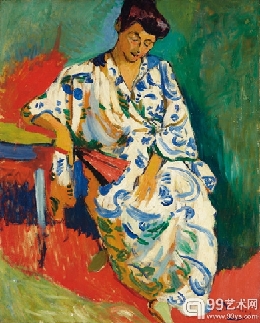 藝術家安德烈·德朗（André Derain）的名為《穿和服的馬蒂斯夫人》（Madame Matisse au kimono）的華美肖像作品