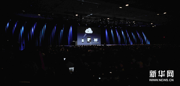 6月6日，苹果公司首席执行官史蒂夫·乔布斯在美国旧金山举行的苹果全球开发者大会上演讲。