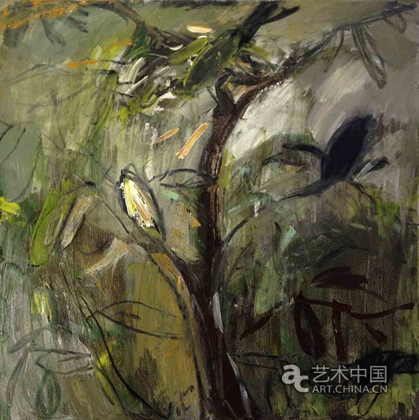 岳雷《树影 布面油画 60×60cm 2010年