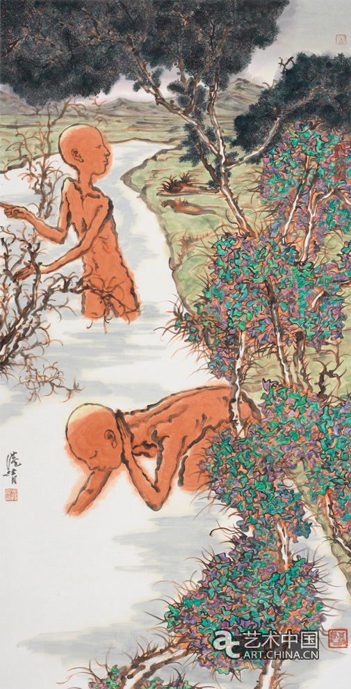 《尋》之十四 139X69cm 汪港清2013年 紙本水墨 