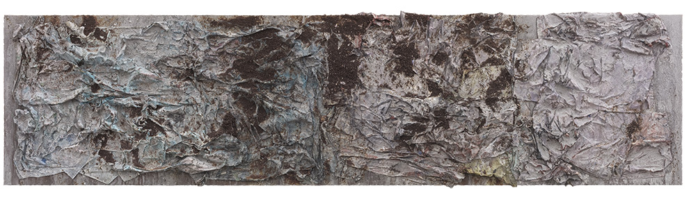 《书卷》八--90x360cm--木质构造、宣纸、矿物·植物·土质颜料-、金银粉、金属渣--2015年.jpg