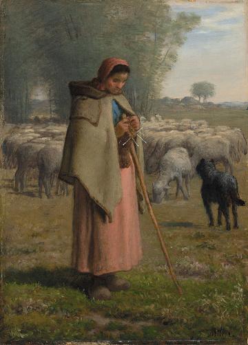 牧羊女：巴比松平原 让-弗朗索瓦_米勒